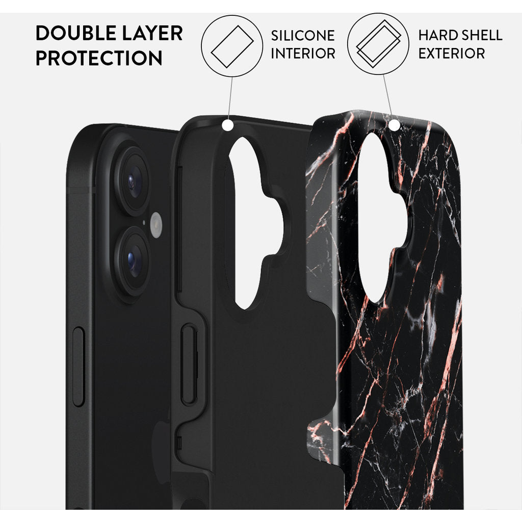 Burga Tough Case Apple iPhone 16 - Rose Gold Marble