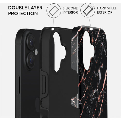 Burga Tough Case Apple iPhone 16 - Rose Gold Marble