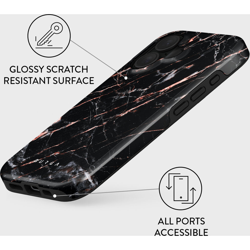 Burga Tough Case Apple iPhone 16 - Rose Gold Marble