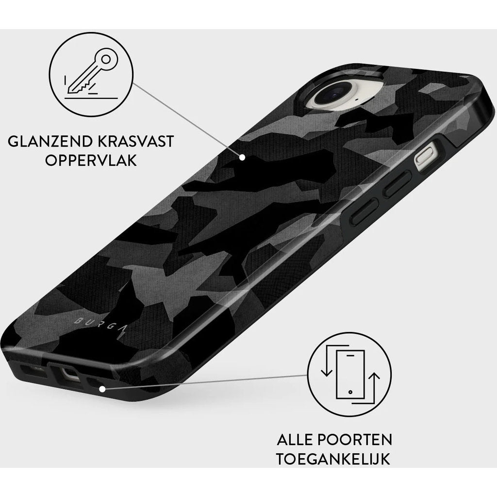 Burga Tough Case Apple iPhone 16e - Night Black Camo