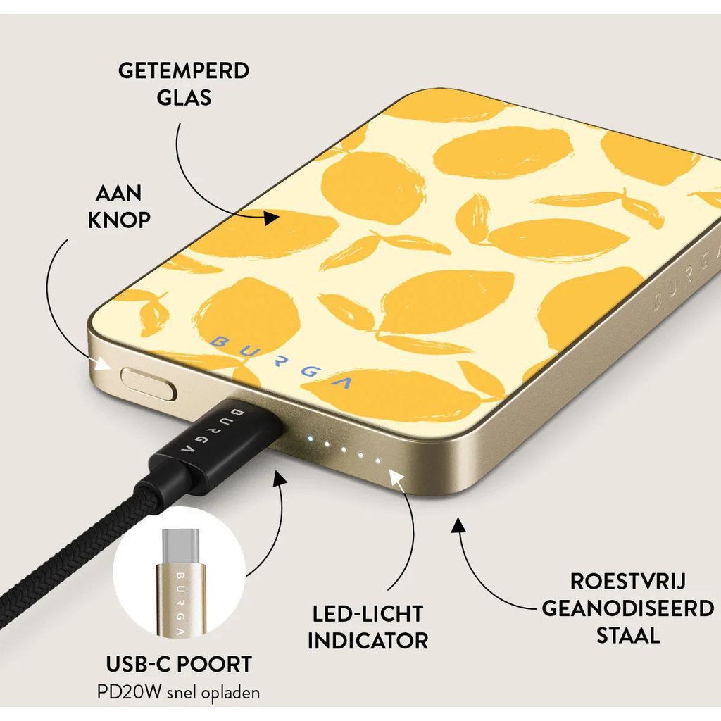 Burga SLIM Magnetic Powerbank 5000 mAh Gold - Lemon Tart